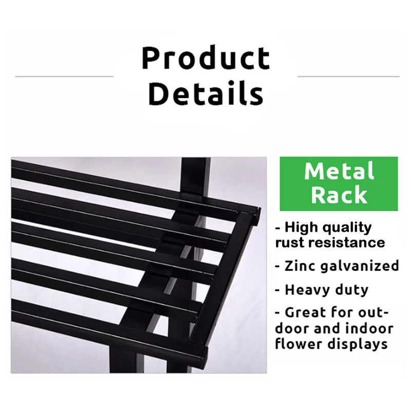 2 - 3 Steps Gardening Plant Rack With Wheels for Flower Pots (Black)