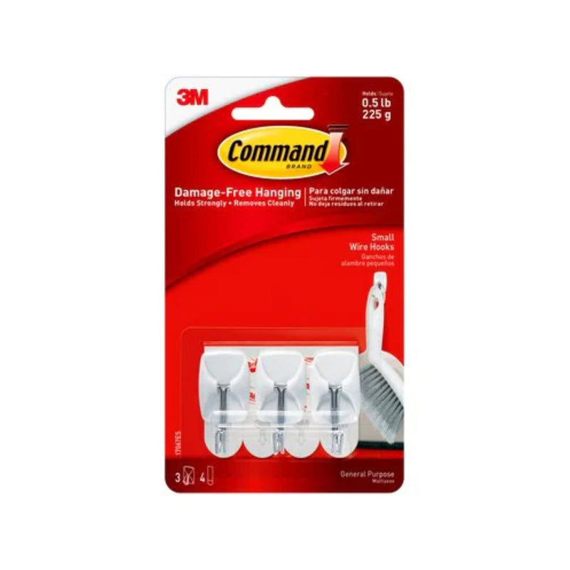 Command White Small Wire Hooks 3 Hooks 4 Strips
