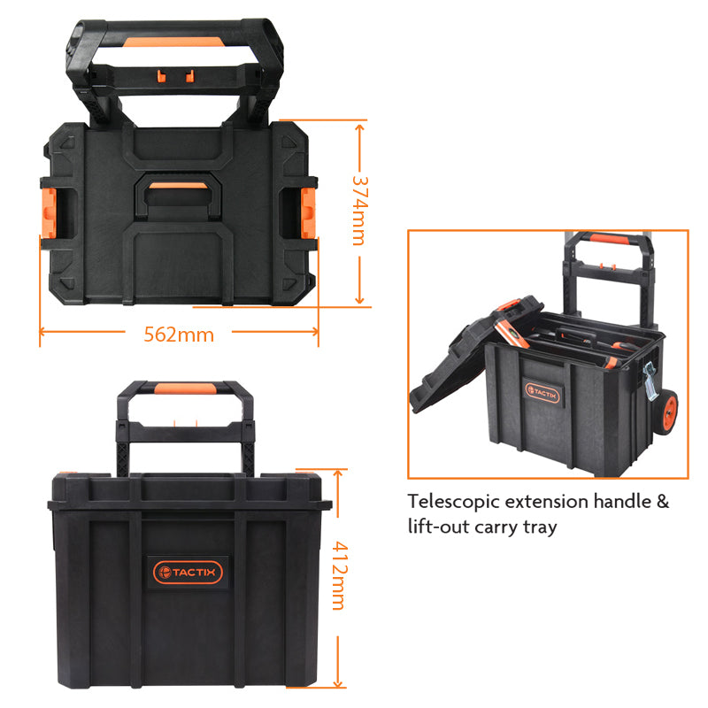 Modular Mobile Tool Box - Telescopic extension handle & lift-out carry tray