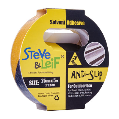 Yellow/Black Outdoor Anti-Slip Tape (25Mm X 5M), ,Steve & Leif - greenleif.sg