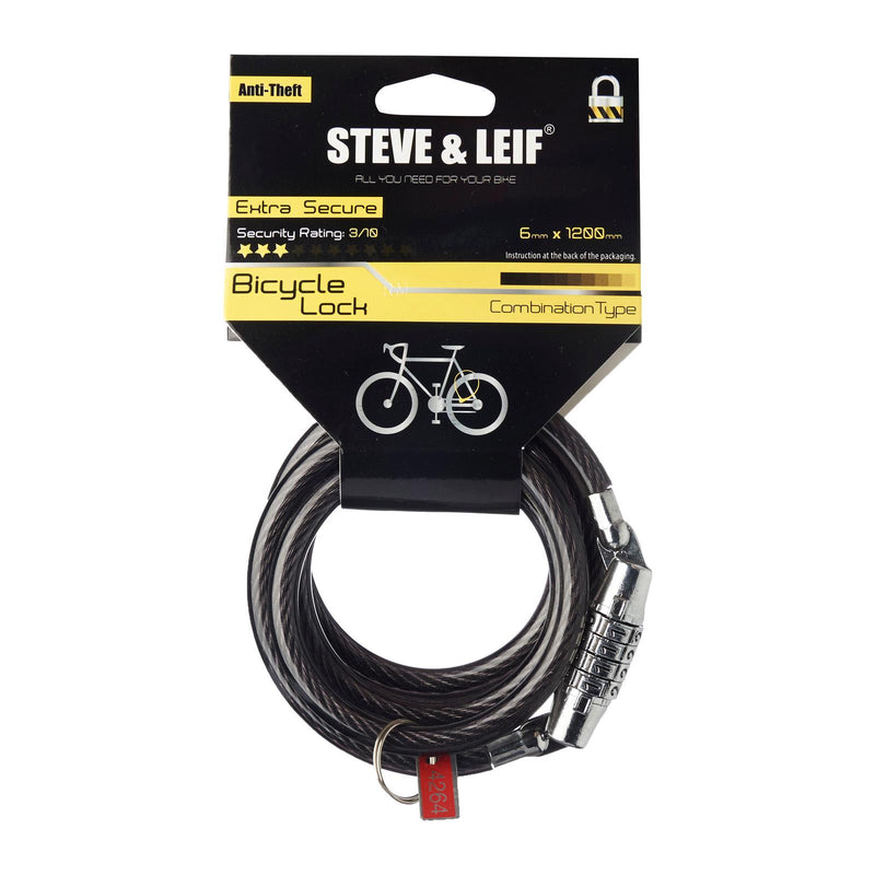 Self-Coiling Combination Lock (6mm x 1200mm), Bicycle Accessroies,Steve & Leif - greenleif.sg