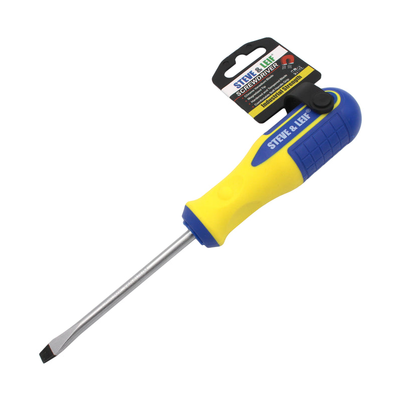 4 inch Yellow/Blue Slotted Screwdriver (6x100mm), ,Steve & Leif - greenleif.sg