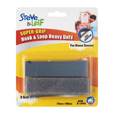 SuperGrip Grey Heavy Duty Hook and Loop Strips (4 Sets), ,Steve & Leif - greenleif.sg