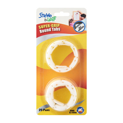 SuperGrip White Hook and Loop Round Tabs (25 Sets), ,Steve & Leif - greenleif.sg