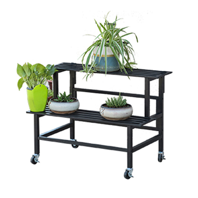 2 Steps Gardening Plant Rack With Wheels for Flower Pots (Black)