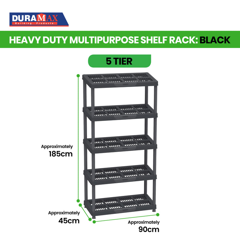 Five Shelf Rack Heavy Duty Multipurpose 3/4/5 Shelf Rack (98/141.5/185cm)(Black) - Eas ...