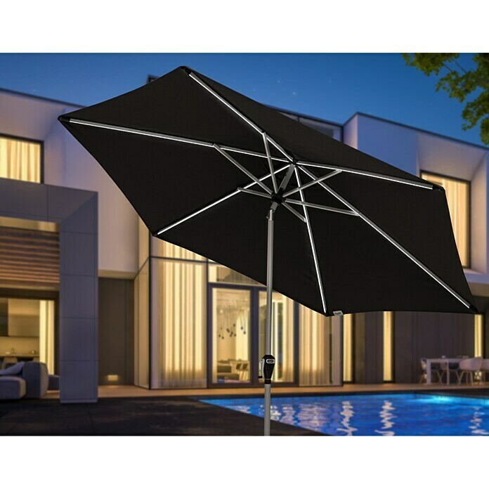 [Made in Austria] Doppler Active Auto Tilt 300cm Parasol with LED Modern and Functional - SPF 50 + [Base Plates Optional]