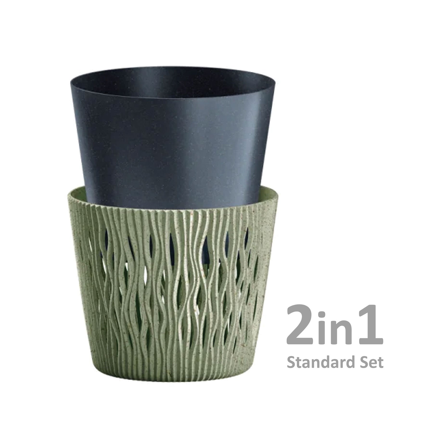 Sandy Round ECO Wood Flower Pot (158x138mm) – greenleif.sg