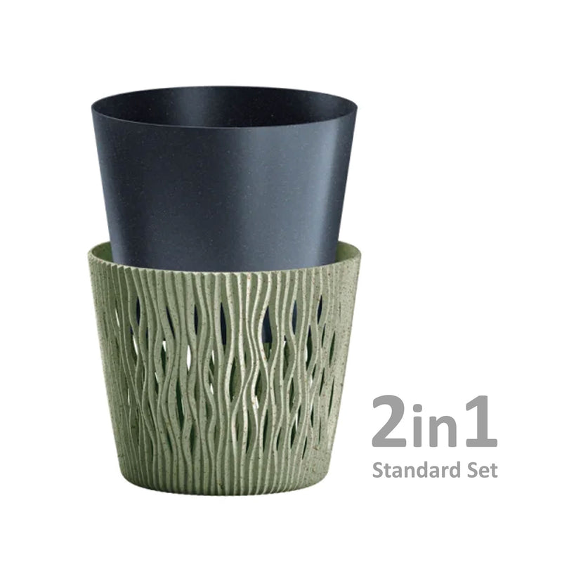 Sandy Round ECO Wood Flower Pot (158x138mm)