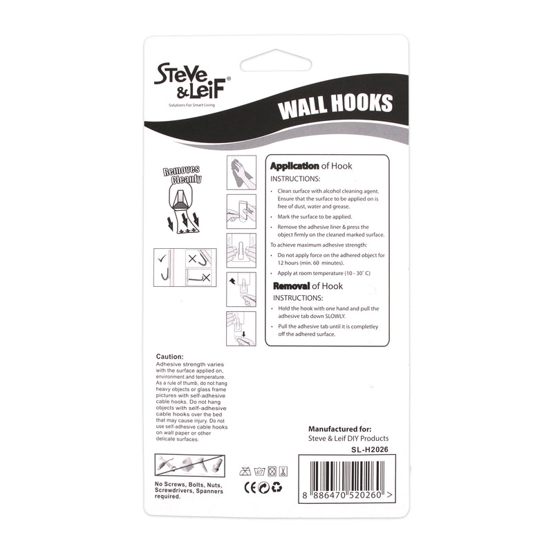 White Removable Wall Hooks (2Pcs)