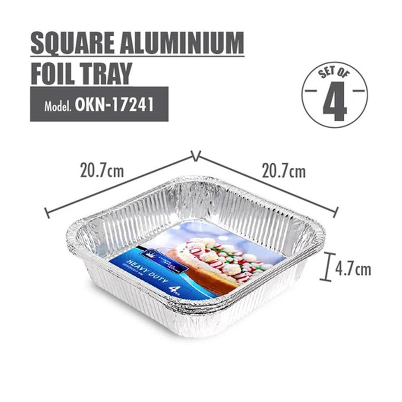 Square Aluminium Foil Tray (Sets of 4) - 207x207x47mm