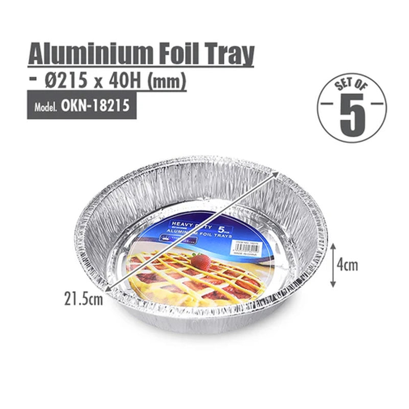 Round Aluminium Foil Tray (Sets of 5) - Ø215x40mm