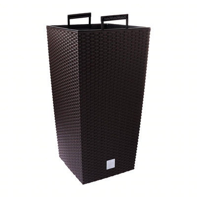 Rato Square Basket Weave Pot (325x325x610mm) - Umber, ,Prosperplast - greenleif.sg