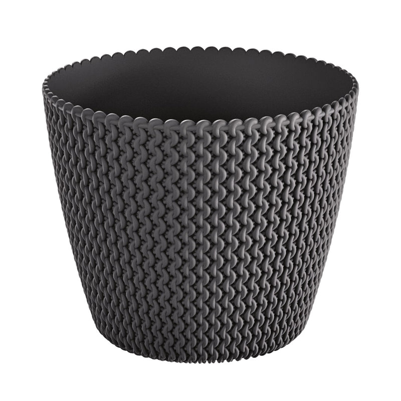 Splofy Round Basket Wave Pot (187x158mm) - Charcoal, ,Prosperplast - greenleif.sg