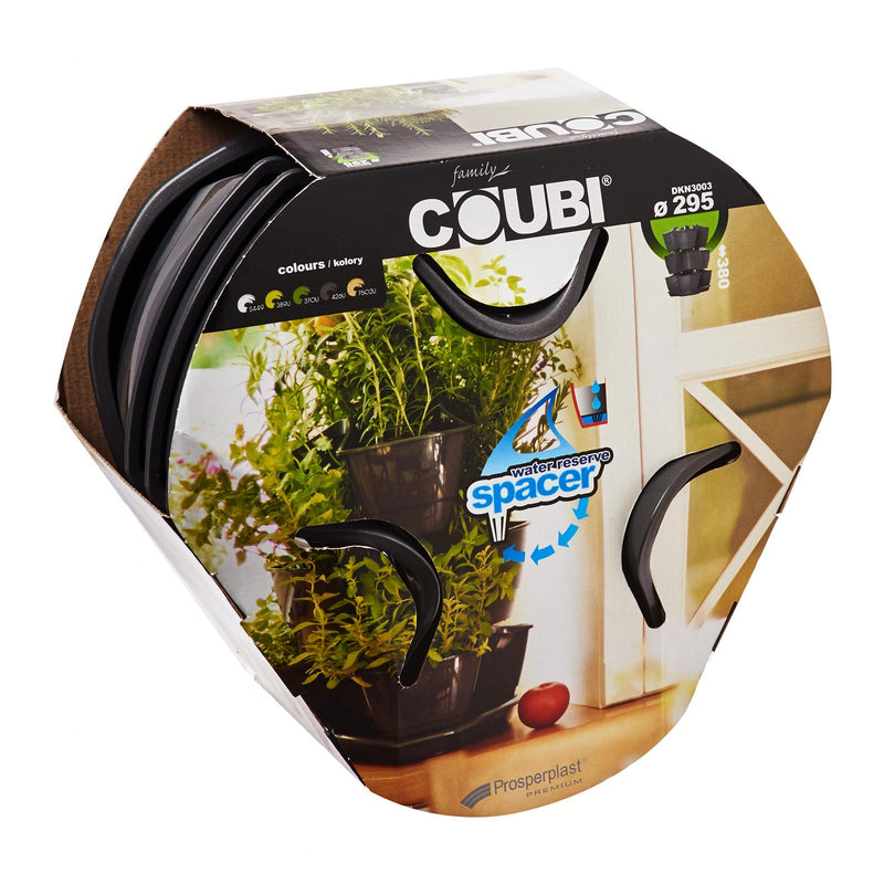 Coubi Stackable 3 Layers Herbal Pot (Dark Grey), ,Prosperplast - greenleif.sg