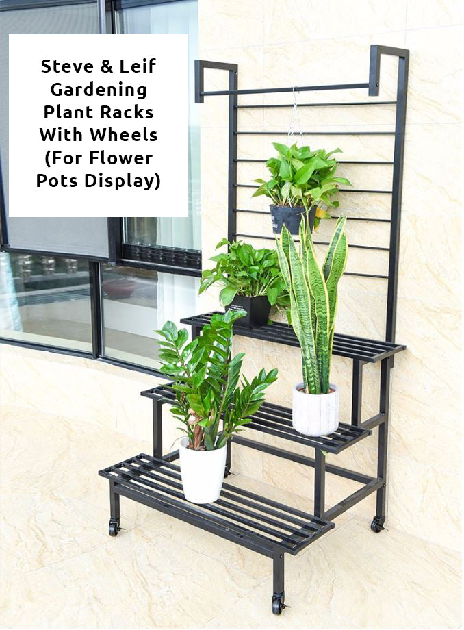 2 - 3 Steps Gardening Plant Rack With Wheels for Flower Pots (Black ...