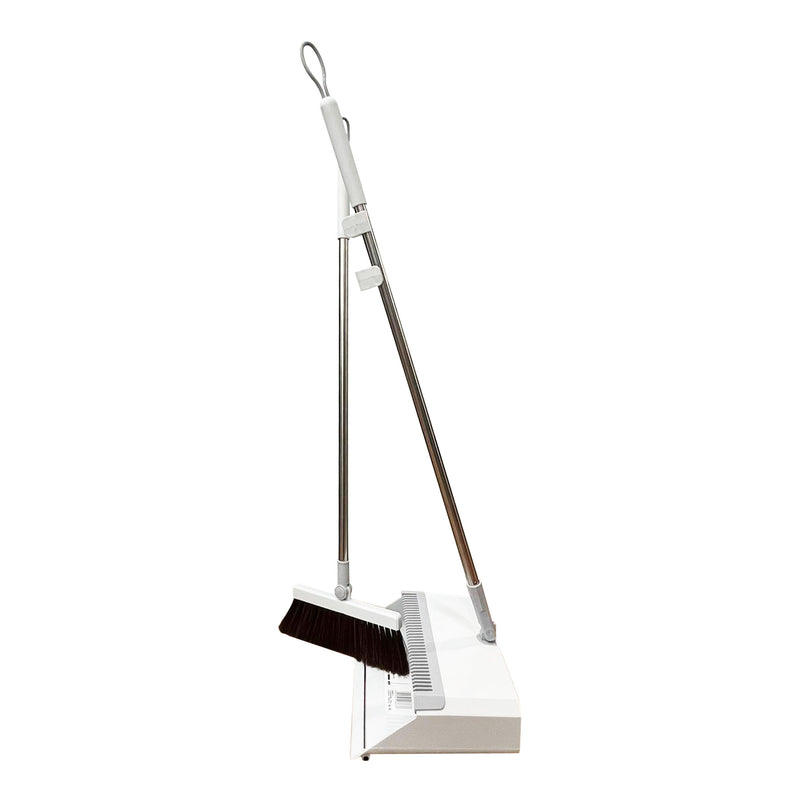 Large Foldable Broom and Dustpan Set (White)