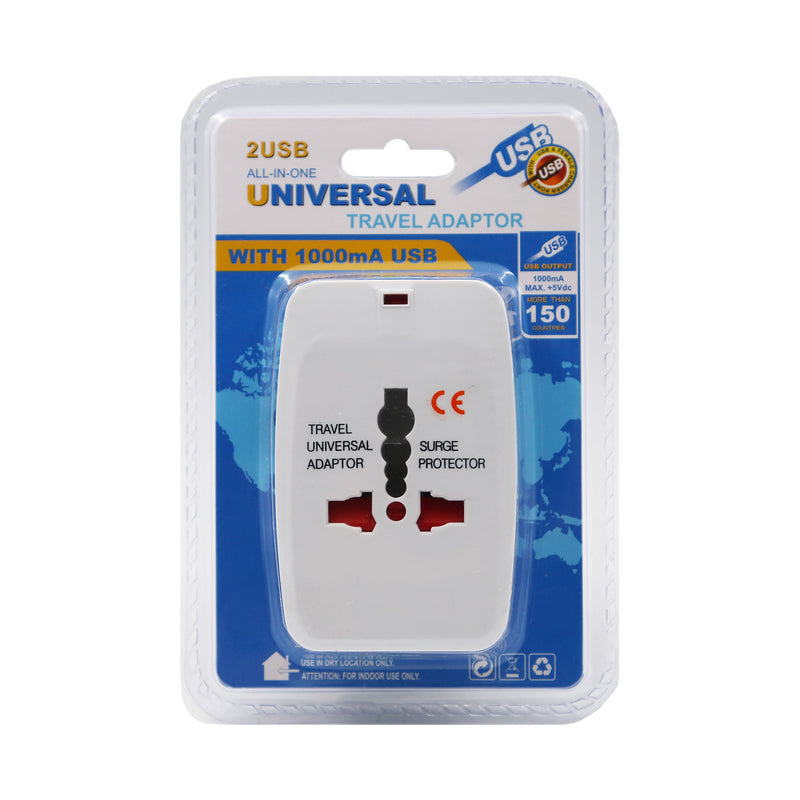Universal Travel Adaptor w 2 USB Port