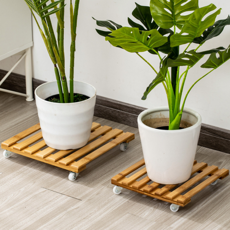 Square Bamboo Plant Trolley 25cm