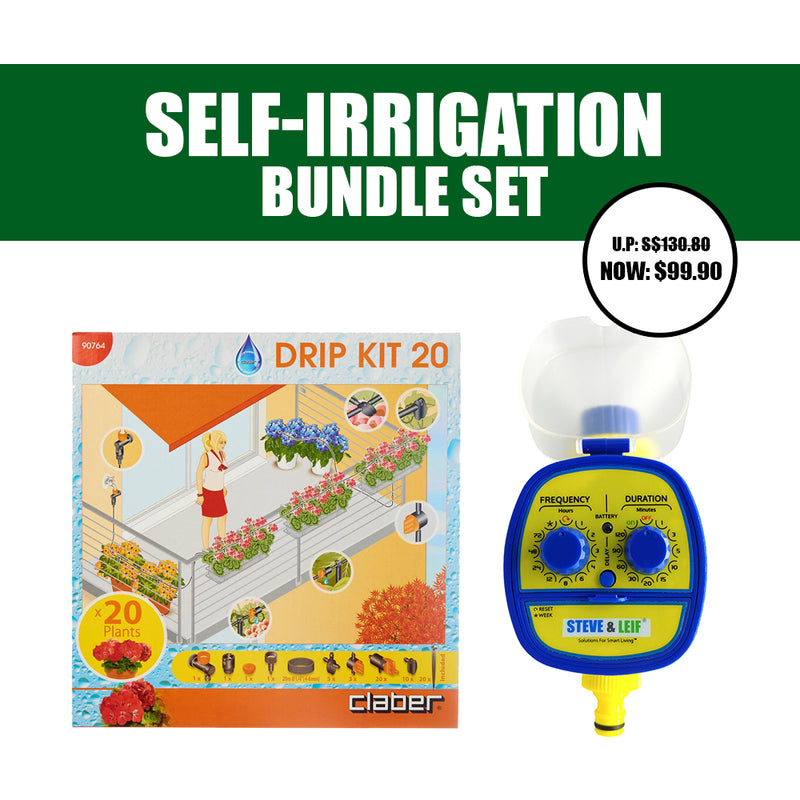 Self-Irrigation Bundle set (Steve & Leif Automatic Water Timer + 90764 DRIP STARTER KIT)