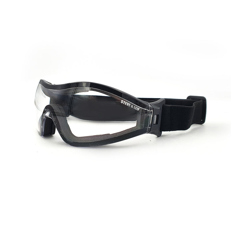 Wide Lens Full Cover Encapsulated Foam Seal Black Safety Glasses With Adjustable Strap