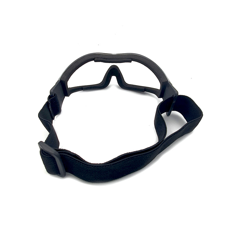 Wide Lens Full Cover Encapsulated Foam Seal Black Safety Glasses With Adjustable Strap